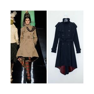 Jean Paul Gaultier Vintage Y2K Wool Trench Coat (Sz FR 36) Bow-Back Twill Black